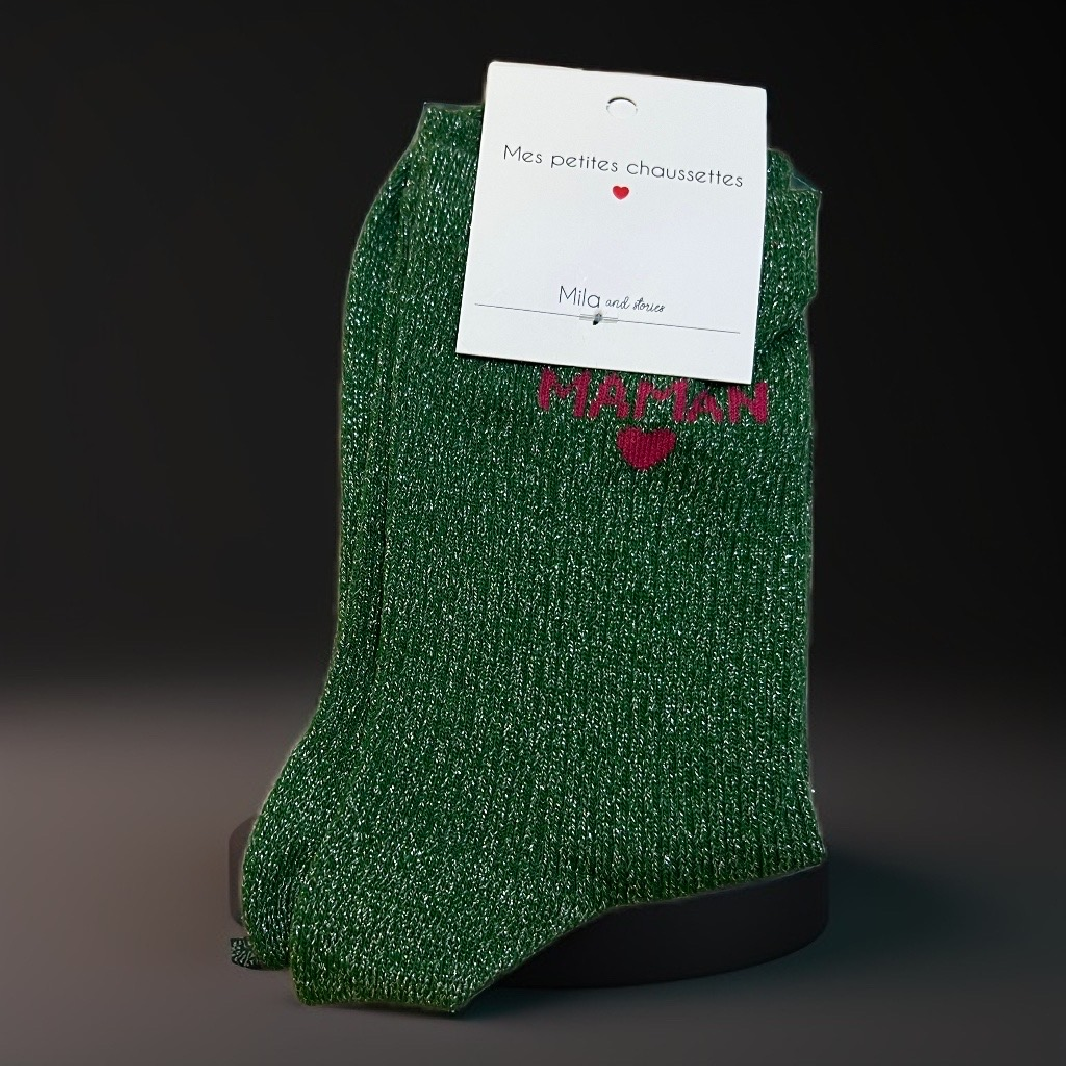 MAMAN verte chaussettes