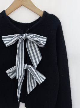 NOEUDS RAYES Pull gilet noir