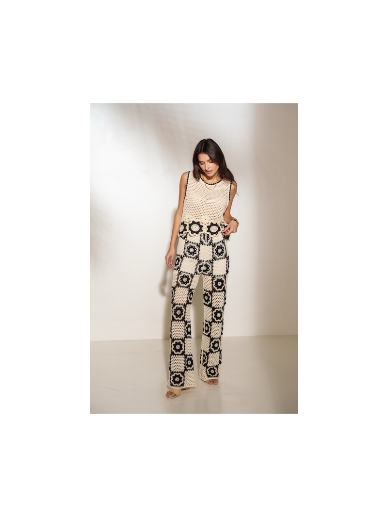 BLACK&BEIGE Pantalon crochet