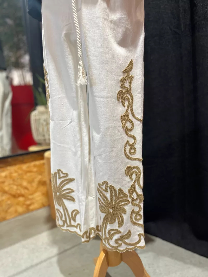 PALMA pantalon brodé blanc