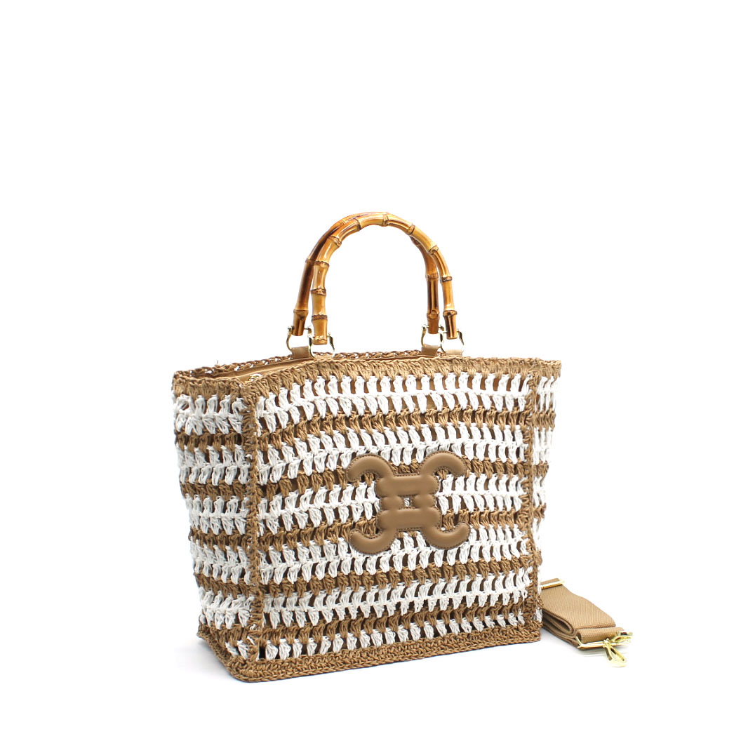 Cabas X blanc camel Cabas X blanc camel