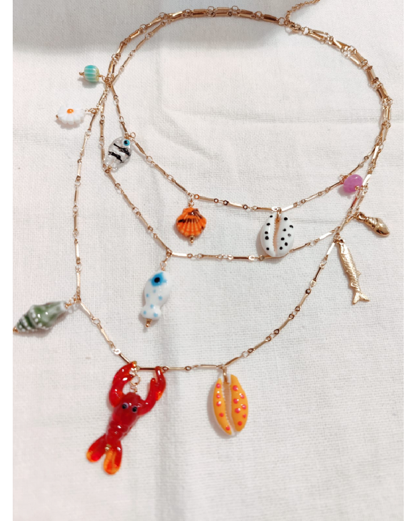 CRABE Collier 3 rangs doré CRABE Collier 3 rangs doré