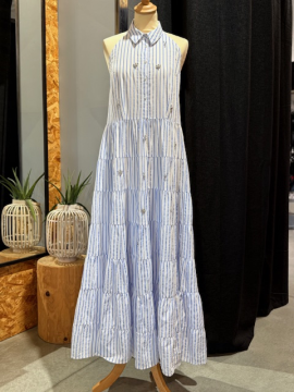 BIANCA Robe rayée blanche