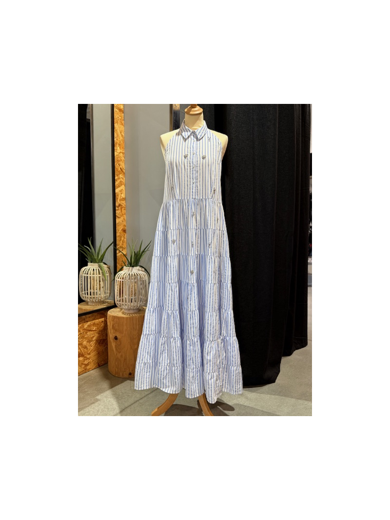 BIANCA Robe rayée blanche