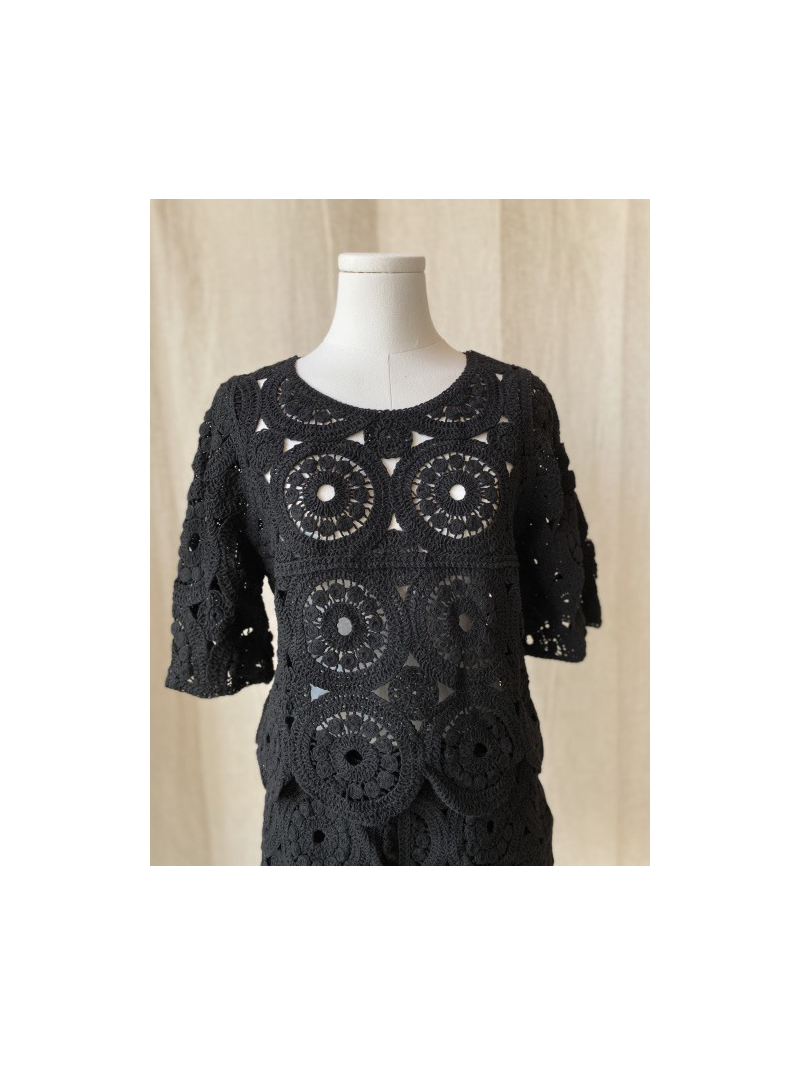 JULIE Top crochet noir