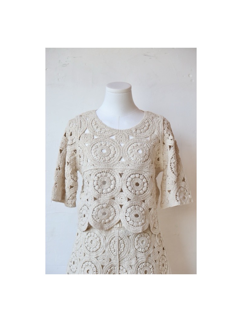 JULIE Top crochet beige