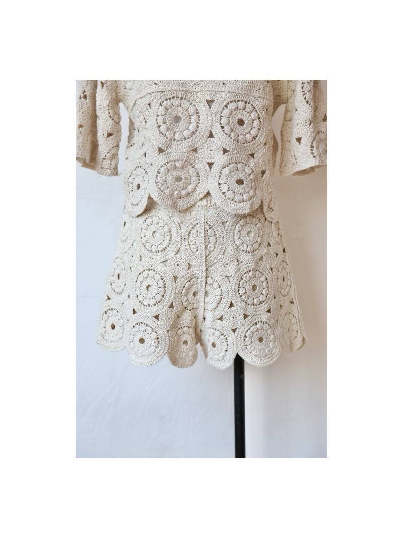 JUNE Short crochet beige