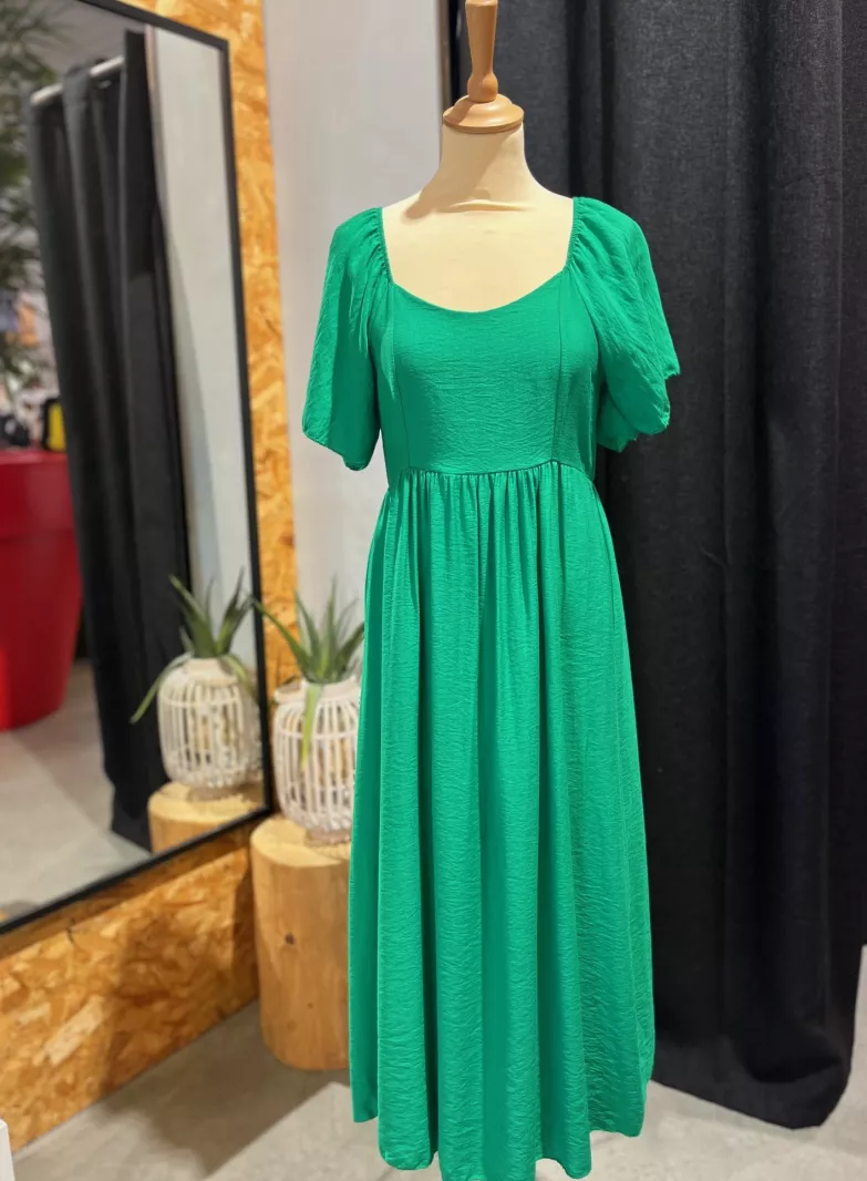 GREEN Robe dos ouvert noeud