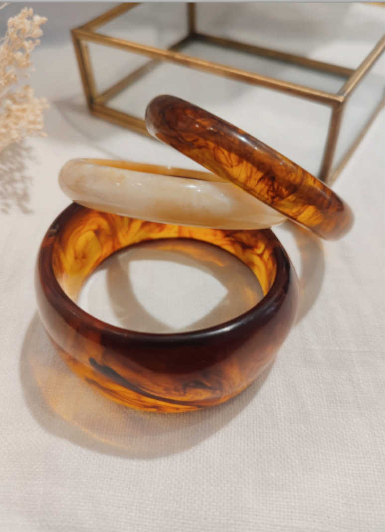 JONC Bracelet résine beige