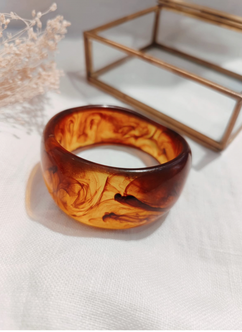 JONC Bracelet épais résine ambre