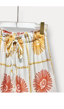 Pantalon SOL corail | Fluide & brodé soleil