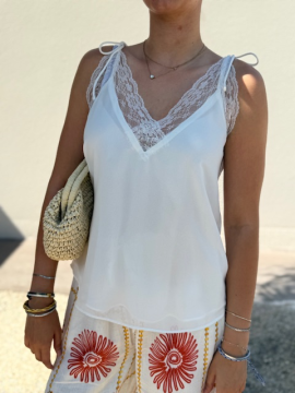 Top dentelle en V | 100% polyester élégant