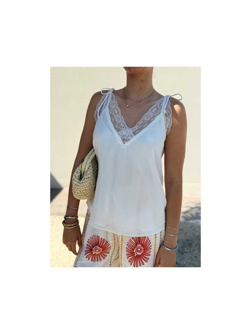 Top dentelle en V | 100% polyester élégant
