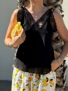 DENTELLE Débardeur noir