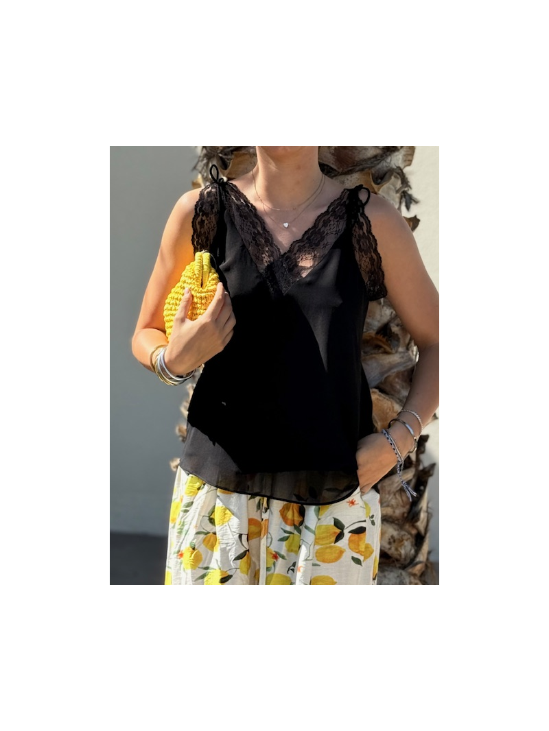 DENTELLE Débardeur noir