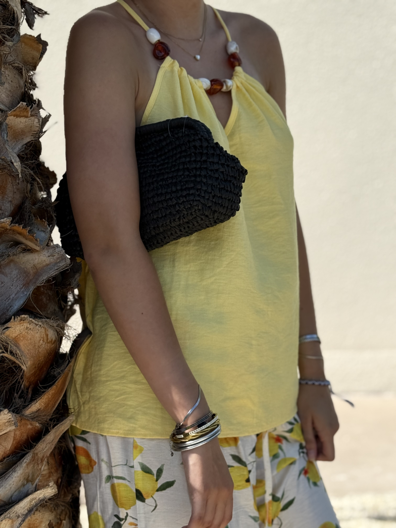 STONE Top perles jaune