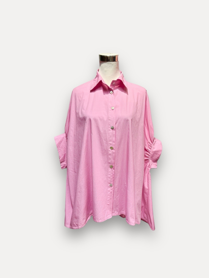 LEVIA Chemise oversize rose manches 3/4 LEVIA Chemise oversize rose manches 3/4