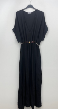 Robe STONES noire | Manches courtes & ceinture pierres Robe STONES noire | Manches courtes & ceinture pierres