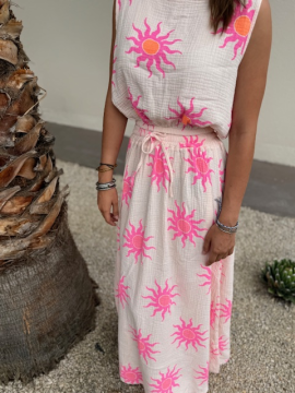 Ensemble SOLEIL fluide | Top & jupe longue élastiquée