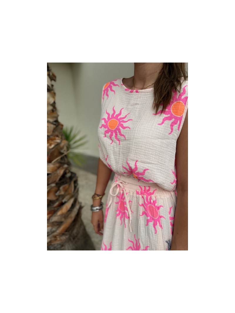 Ensemble SOLEIL fluide | Top & jupe longue élastiquée