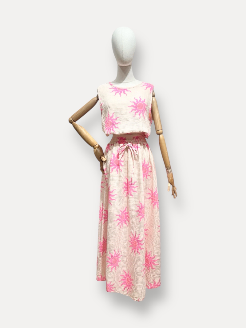 Ensemble SOLEIL fluide | Top & jupe longue élastiquée