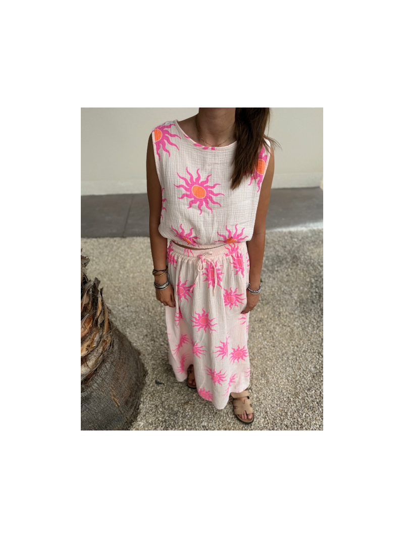 Ensemble SOLEIL fluide | Top & jupe longue élastiquée