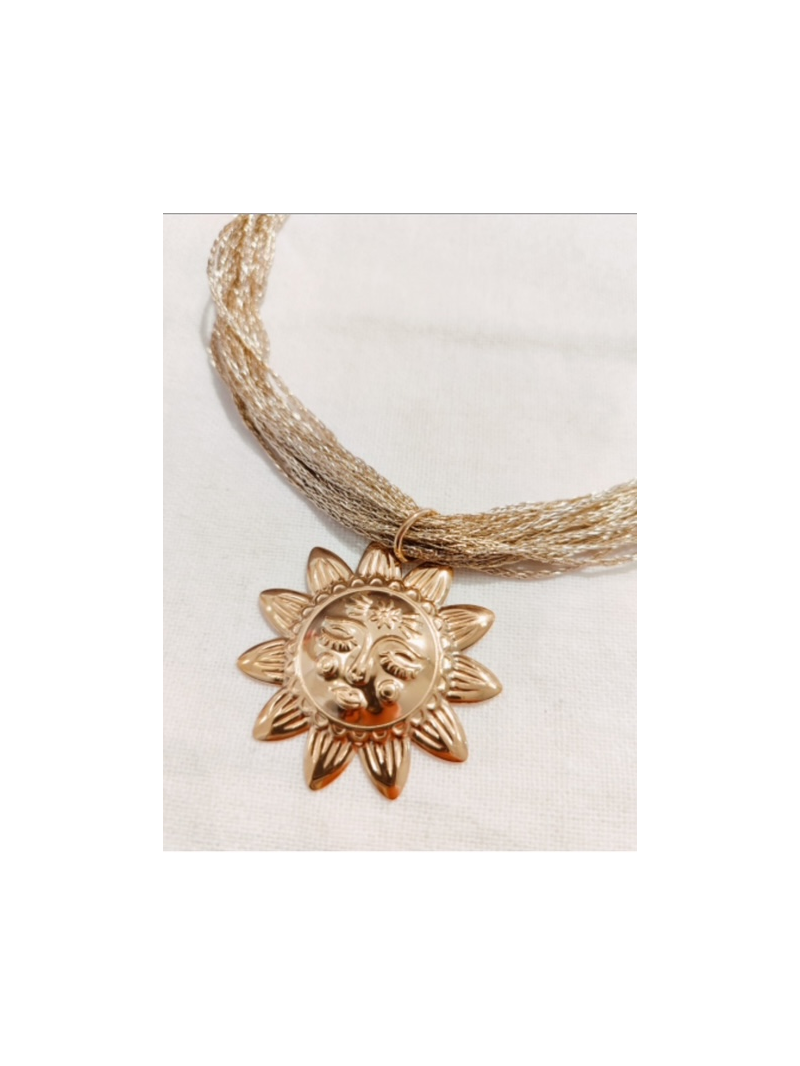 SOLEIL Collier fils doré soleil