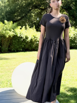 GABY Robe bi matière chocolat