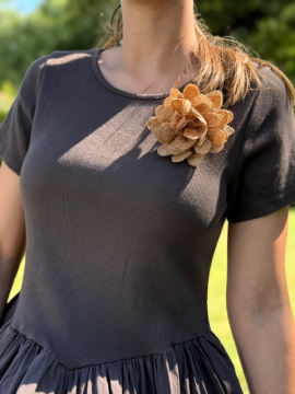 GABY Robe bi matière chocolat GABY Robe bi matière chocolat