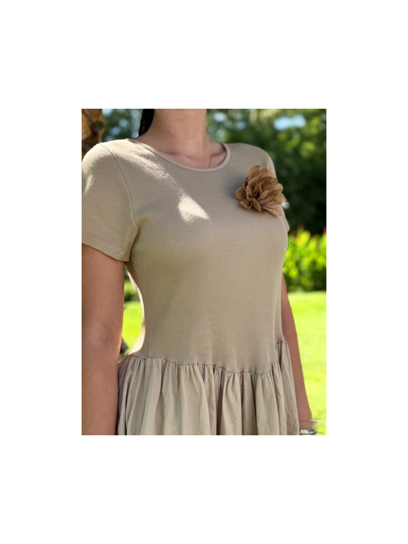 GABY Robe bi matière camel GABY Robe bi matière camel