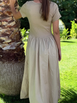 GABY Robe bi matière camel GABY Robe bi matière camel