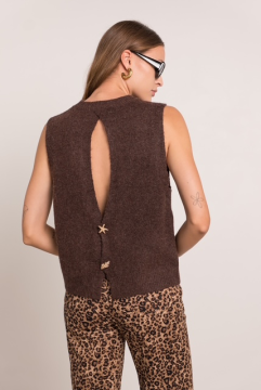 NUS Pull sans manches dos nus chocolat NUS Pull sans manches dos nus chocolat