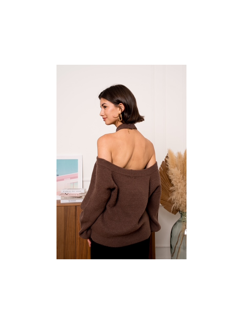 ETOILE Pull épaule dénudée chocolat ETOILE Pull épaule dénudée chocolat