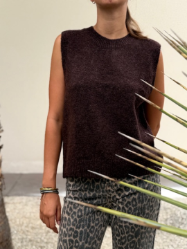 NUS Pull sans manches dos nus chocolat NUS Pull sans manches dos nus chocolat