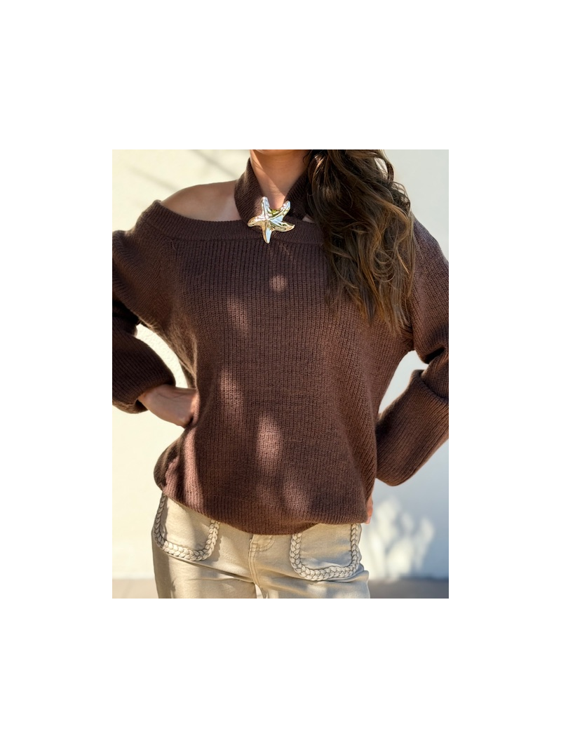 ETOILE Pull épaule dénudée chocolat ETOILE Pull épaule dénudée chocolat