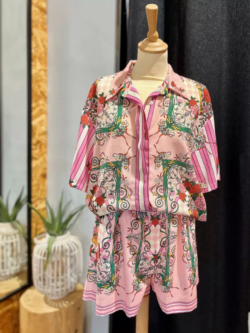 TAMPA Chemise imprimée rose