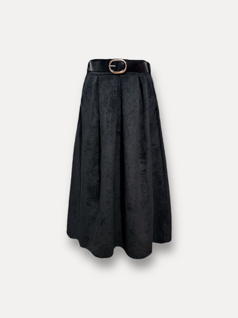 VELOURS Jupe longue noire avec ceinture VELOURS Jupe longue noire avec ceinture