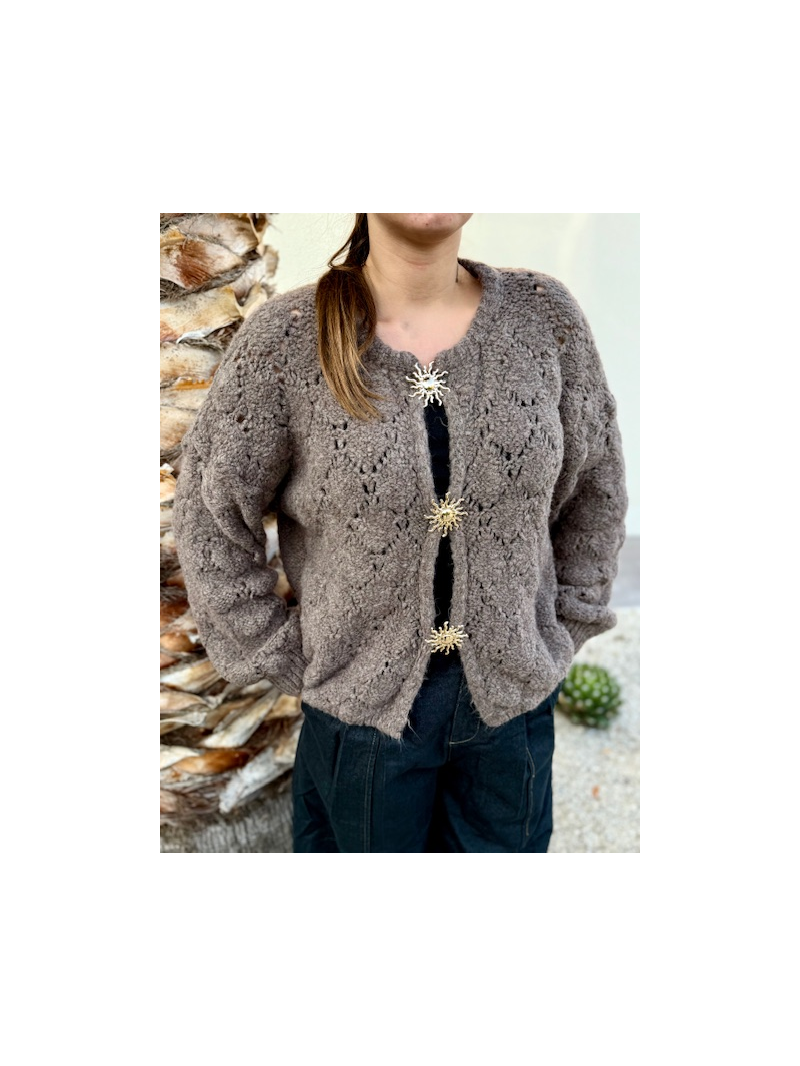 GOLDY Gilet pull manches longues taupe GOLDY Gilet pull manches longues taupe