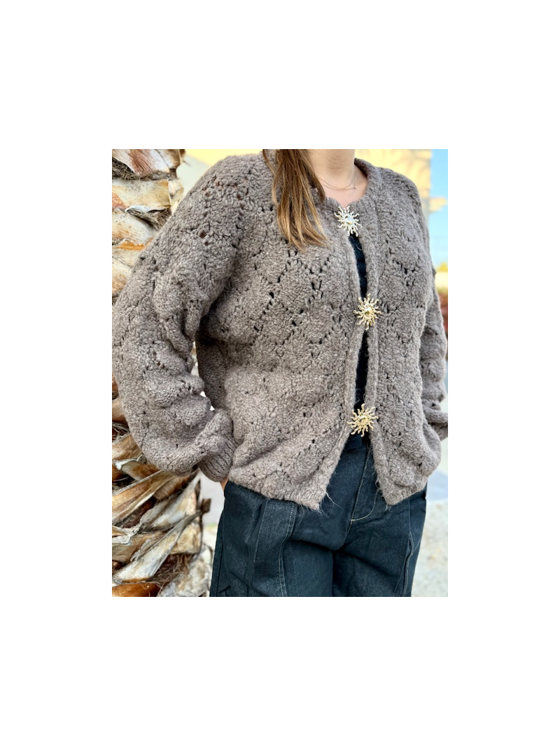 GOLDY Gilet pull manches longues taupe GOLDY Gilet pull manches longues taupe