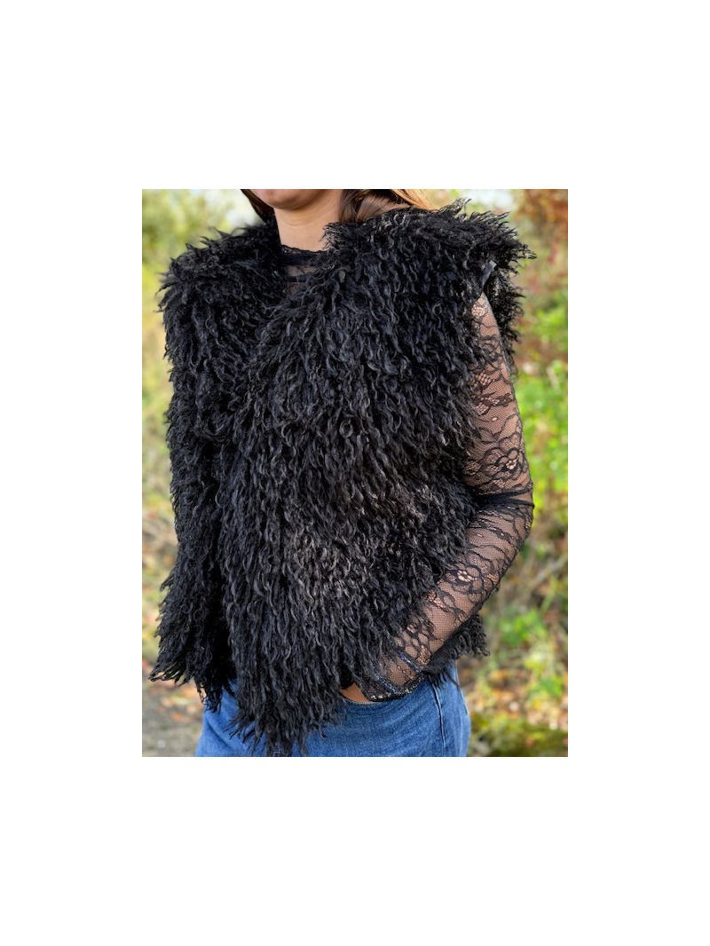 Top noir en dentelle – Taille unique & layering