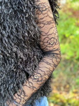 Top noir en dentelle – Taille unique & layering