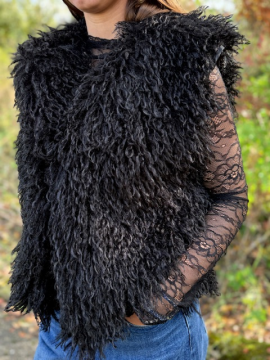 LOU Veste fausse fourrure noire