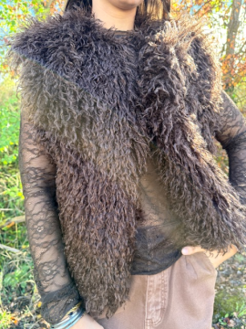 LOU Veste fausse fourrure chocolat