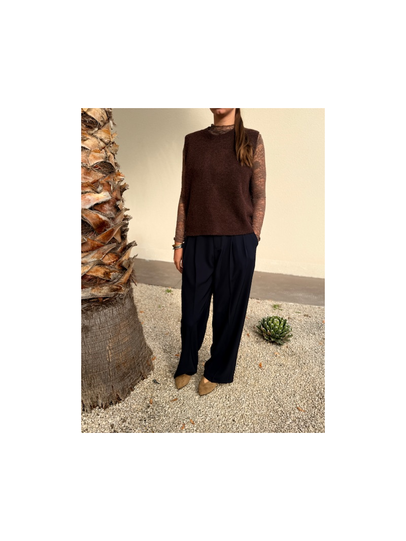 Pantalon marine fluide  avec ceinture Pantalon marine fluide  avec ceinture