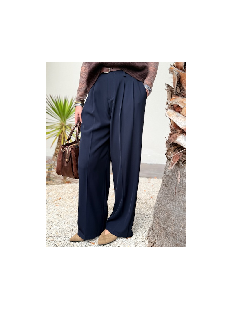 Pantalon marine fluide  avec ceinture Pantalon marine fluide  avec ceinture