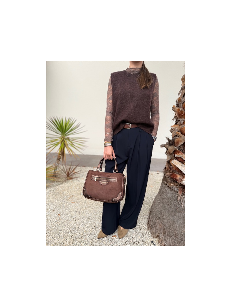 Pantalon marine fluide  avec ceinture Pantalon marine fluide  avec ceinture