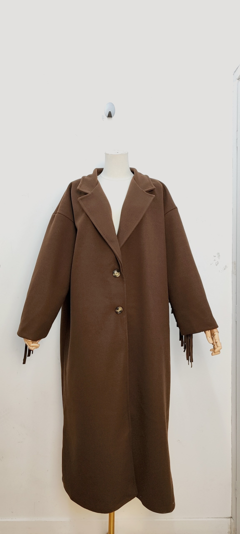 COOPER Manteau à franges chocolat