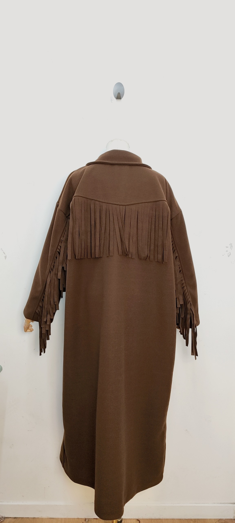 COOPER Manteau à franges chocolat