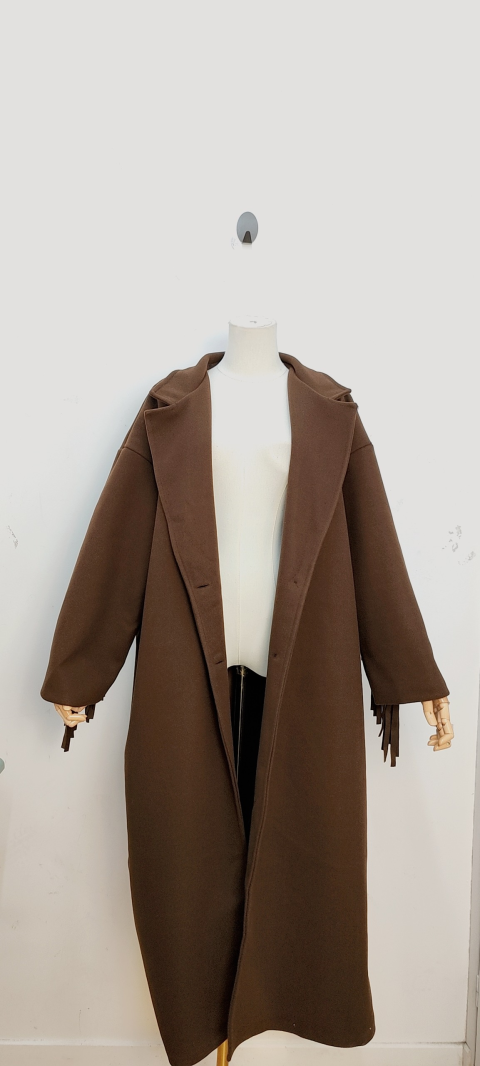 COOPER Manteau à franges chocolat