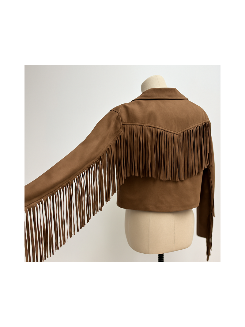 JAKE Veste à franges camel